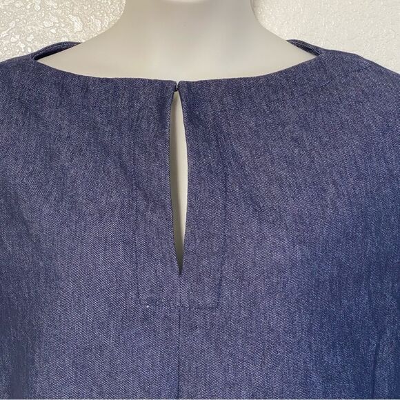 Theory Classic Jean Dark Denim Shift Mini Dress Sz 10 - Picture 9 of 16